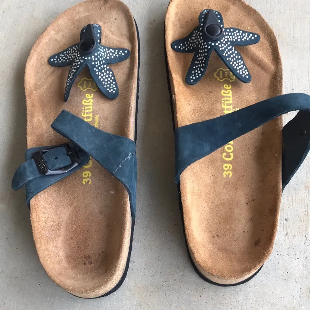 Comfortfusse Starfish Navy Silver Sandals Cork Size 39 - Image 9