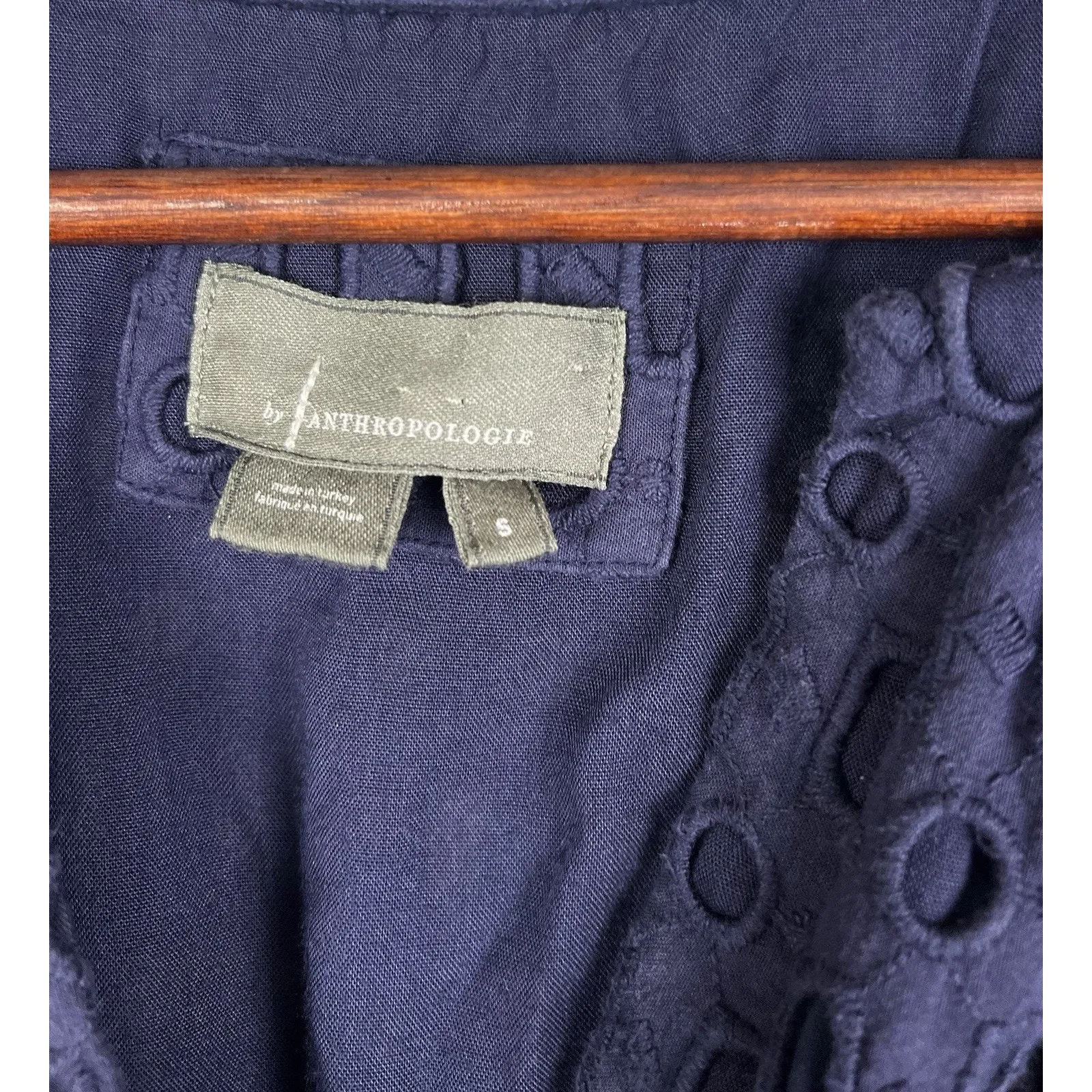 Anthropologie The Somerset Eyelet Mini Navy Dark Blue Dress S - Image 6