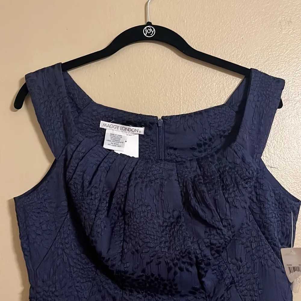 Maggy London Vintage Embroidered Navy Blue Evening Dress Sz 10 Special Events - Image 3