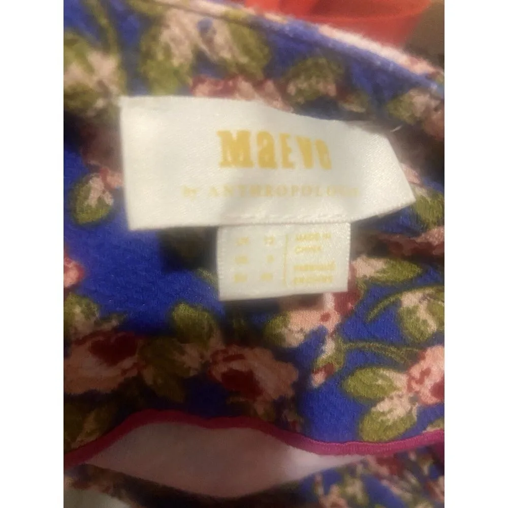 Maeve Anthropologie Midi Pencil Skirt Boho Knit Floral Size 8 Back Zip Side Slit - Image 3