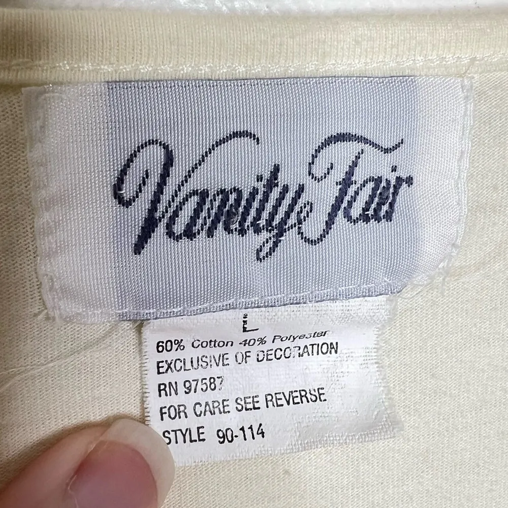 Vintage Vanity Fair House Coat Snap Front Women’s Large Pale Yellow Embroidery - Image 4