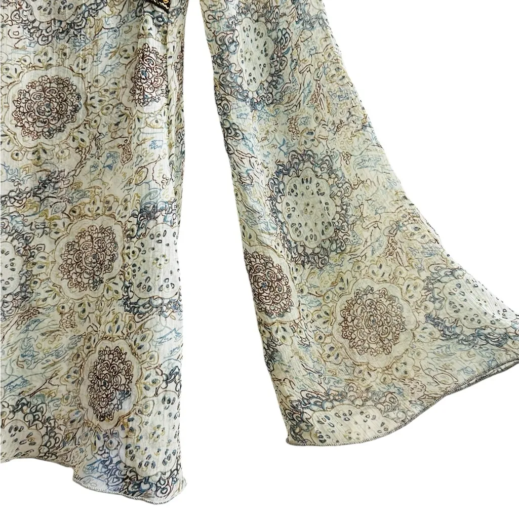 Vintage Y2K Babydoll Top Flare Sleeve Semi Sheer Boho Hippy Fairy Size S - Image 5