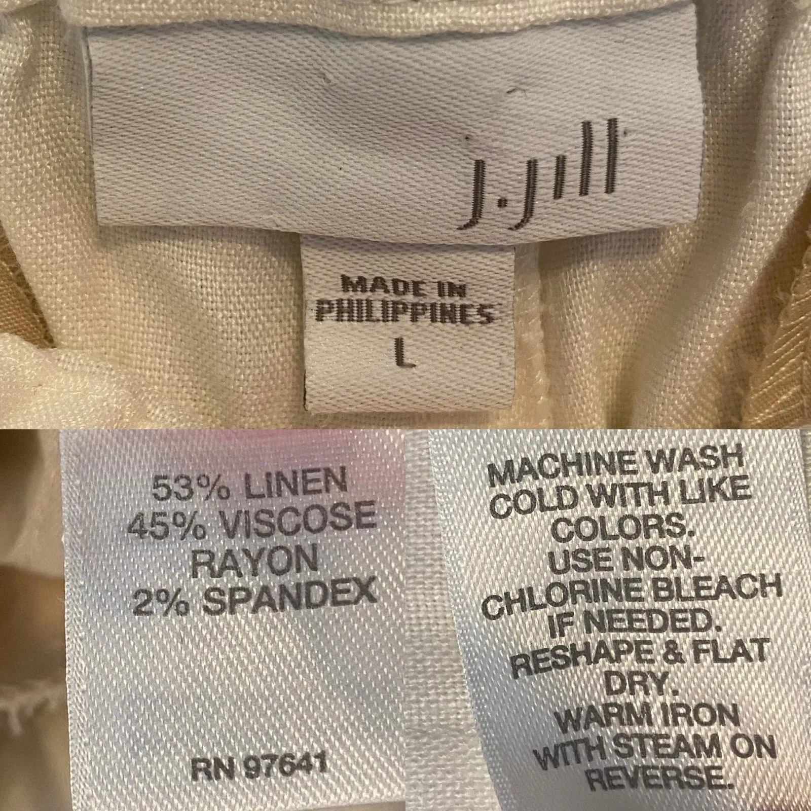 J. Jill Linen Blend High Rise Cuffed Pants Cream size Large - Image 4
