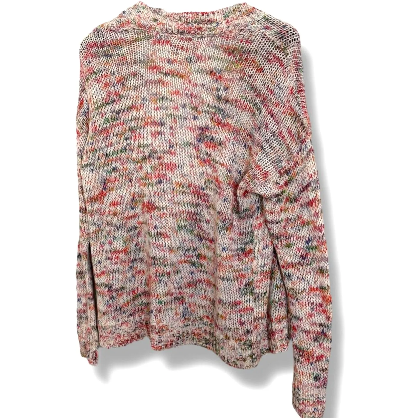 LOFT Cotton Blend Women’s Multicolor Speckled Knit Open Cardigan Sweater Small - Image 3