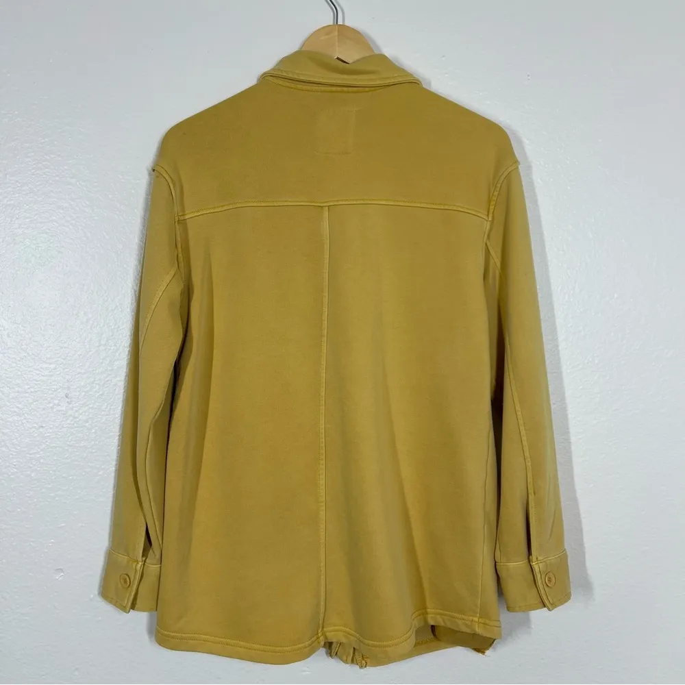 Avec Les Filles Mustard Yellow French Terry Button Down Shirt Jacket Shacket - Image 10