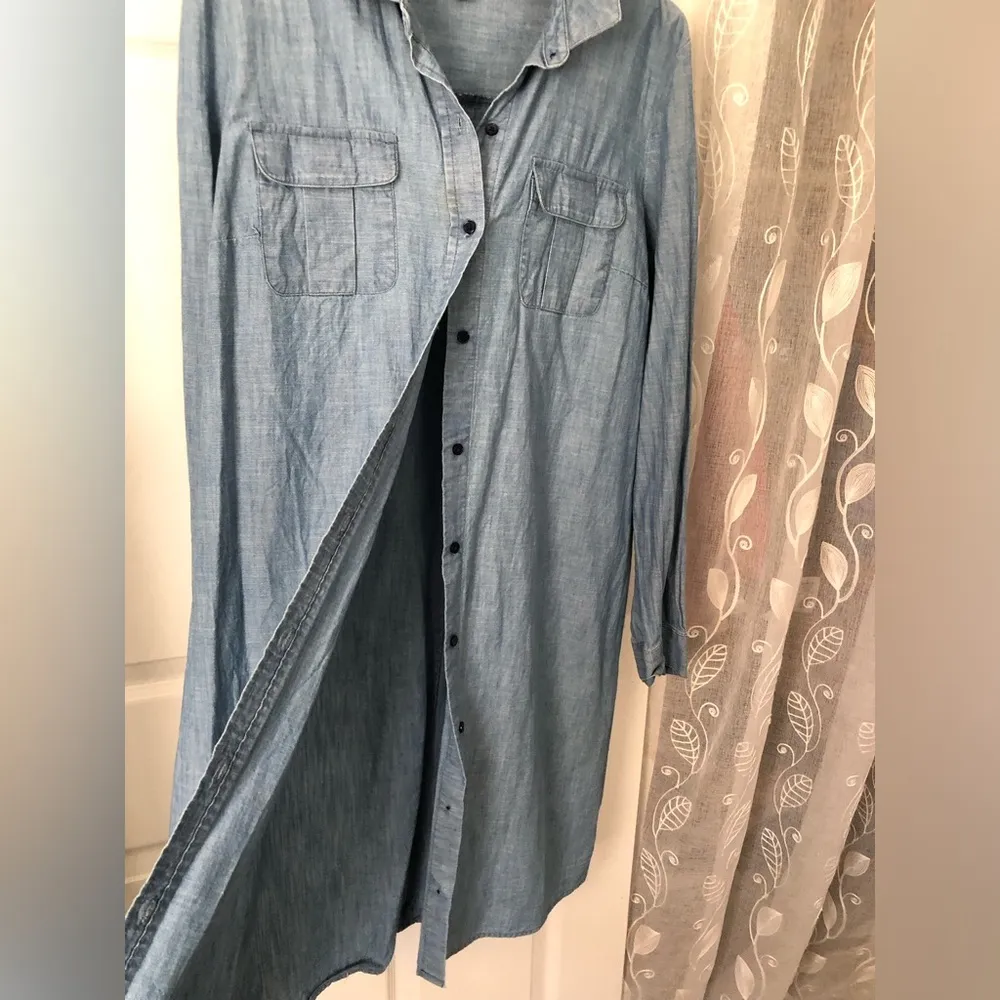 Western Jean denim button down 100% cotton Shirt Dress sz L, tiny stain - Image 3