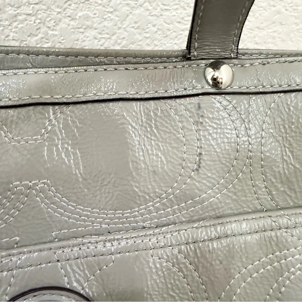 COACH F17940 Large Gray Patent Leather Baby Messenger Large Diaper Tote Bag - Image 14