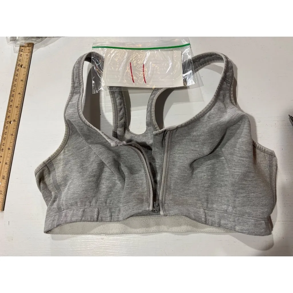 Champion Womens Gray Zip-Front Sports Bra XL Cotton Blend Racerback Comfortable - Image 6