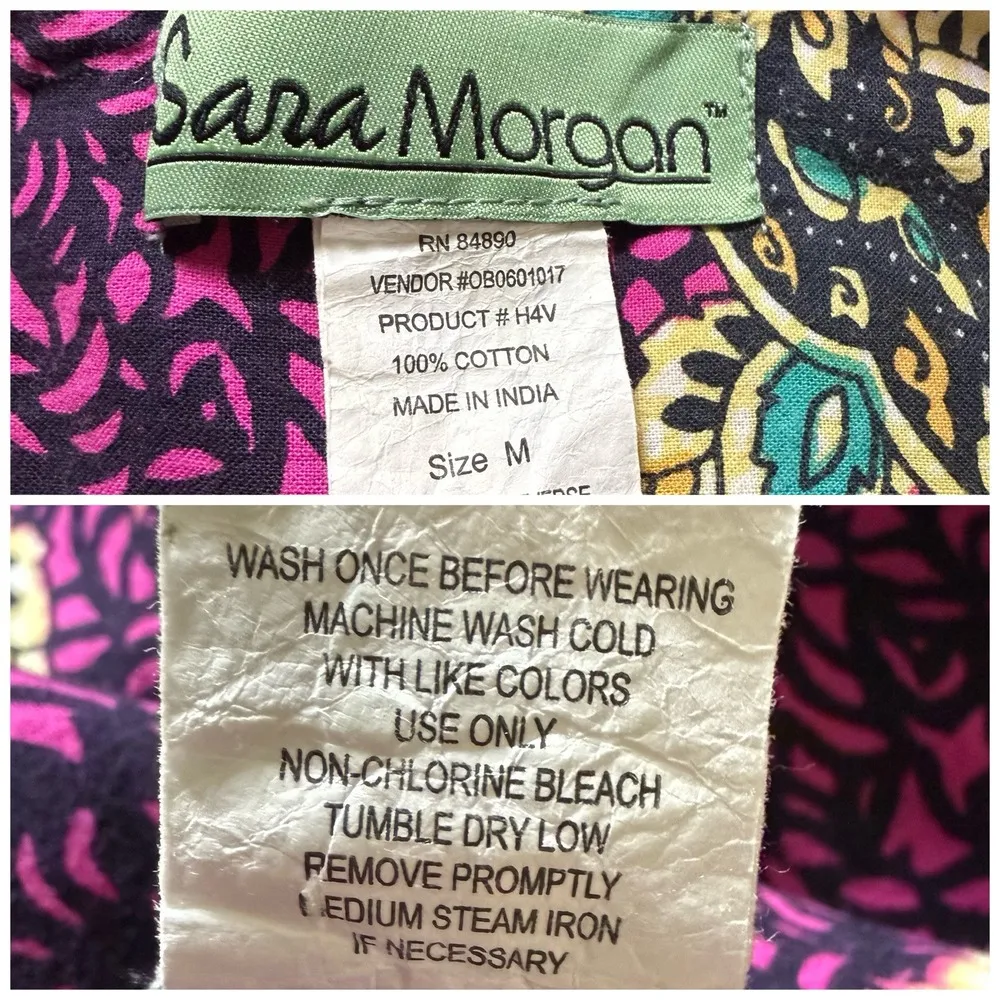 Vintage Sara Morgan Dress M Midi Lounge Muumuu Boho Cottage Modest‎ Traditional Size M - Image 9