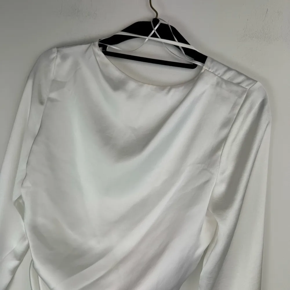 NWT Zara Open Back Satin Effect Top Sz Small White Tie in Back - Image 7