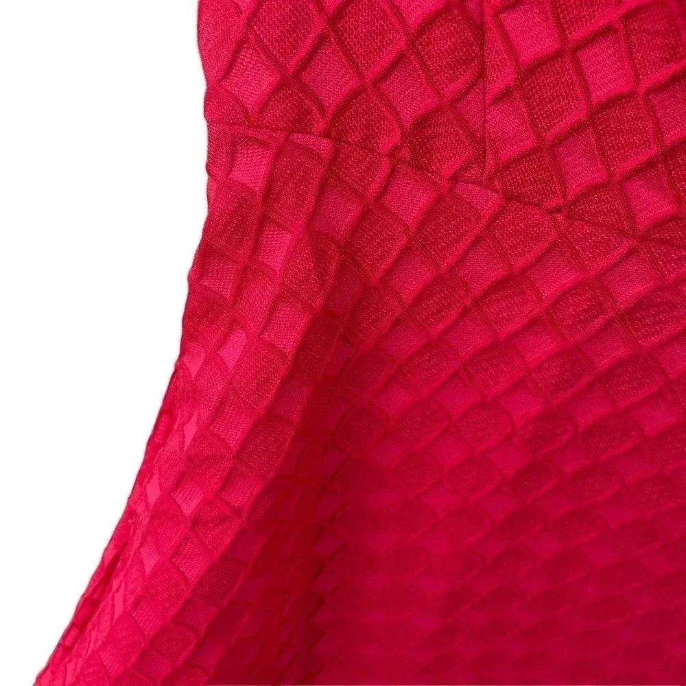 Anthropologie Red Textured Fit & Flare Dress Retro Holiday - Image 4