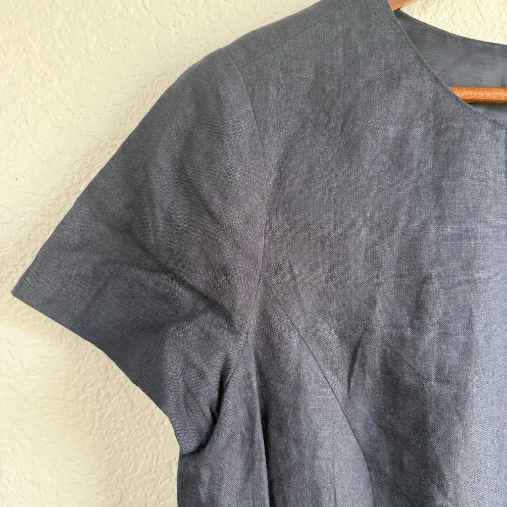 Brooks Brothers Womens Dress Blue Linen Sheath Shirt Sleeve Lined Size 10 - Image 5