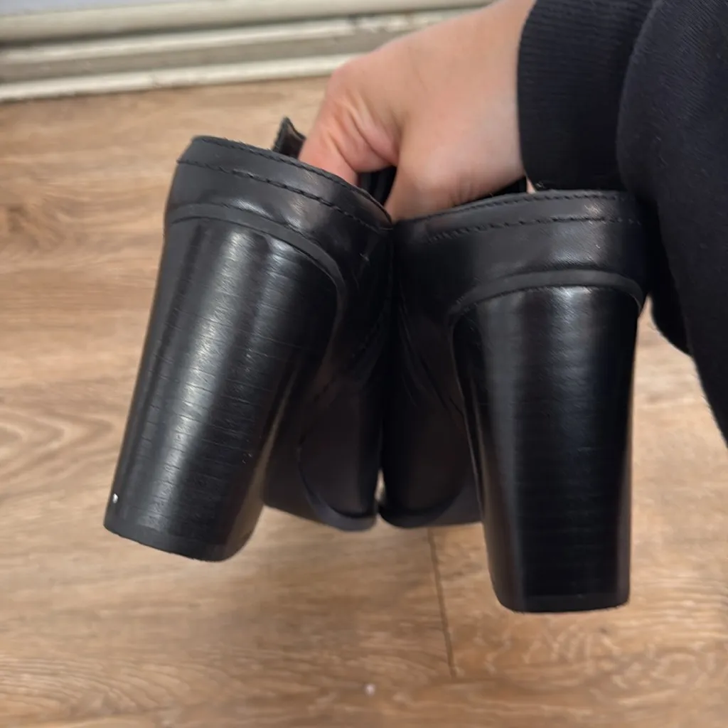 ALDO Thorewia Block-heel Bootie Black Leather Ankle Mule Boots - Image 8