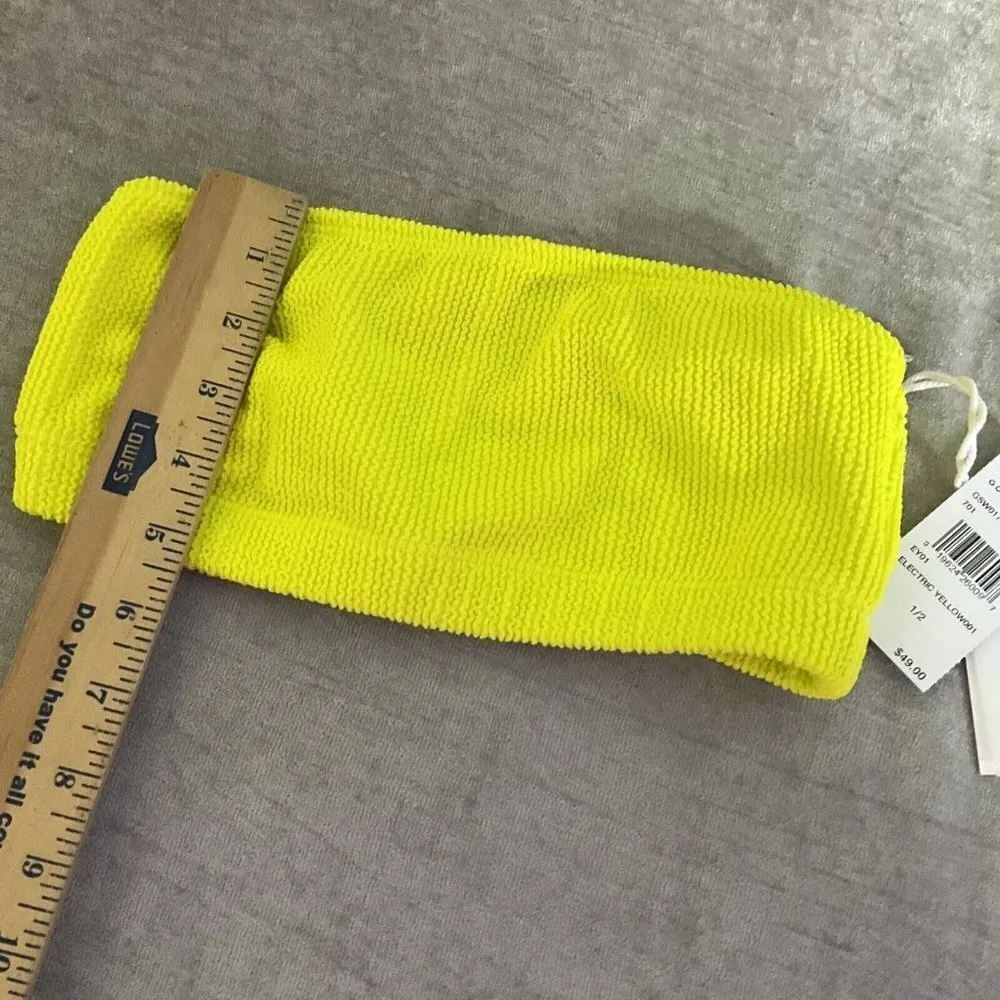 Good American Always Fits Crinkle Basic Bandeau Electric Yellow 1/2 Small Medium - Image 10