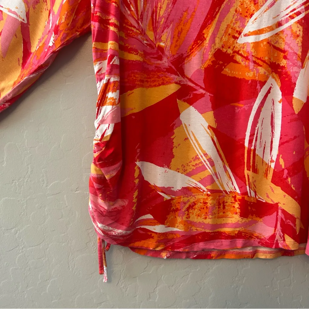 ⭐️Ruby Rd. favorites vibrant pink, orange and white blouse size large - Image 12