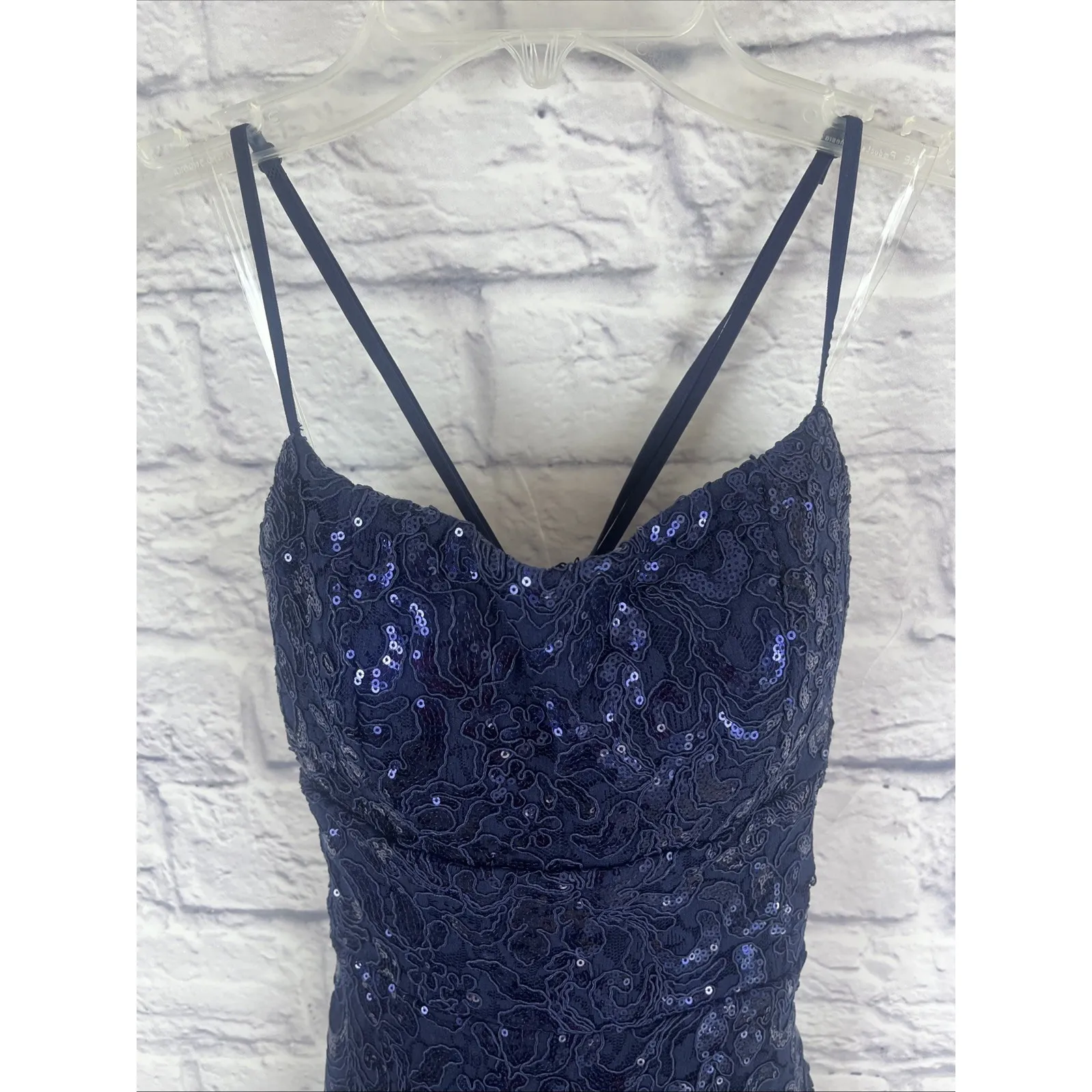 Emerald Sundae Juniors Sequined Lace Fit & Flare Glam Party Dress Small - Image 2