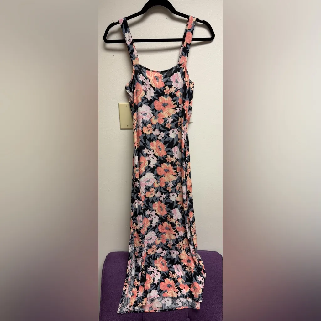 SO Floral Tie-Front Midi Dress – Size Small – Black Peach Floral - Image 5