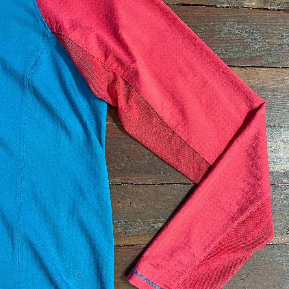 Bette & Court 1/4 Zip Long Sleeve Swing Sunshirt in Blue & Coral - Image 8