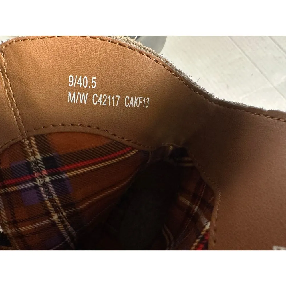 b.o.c. Born Concepts Taupe Suede Ankle Boots Western Perforated‎ Detail Booties Tan Size 9 - Image 7