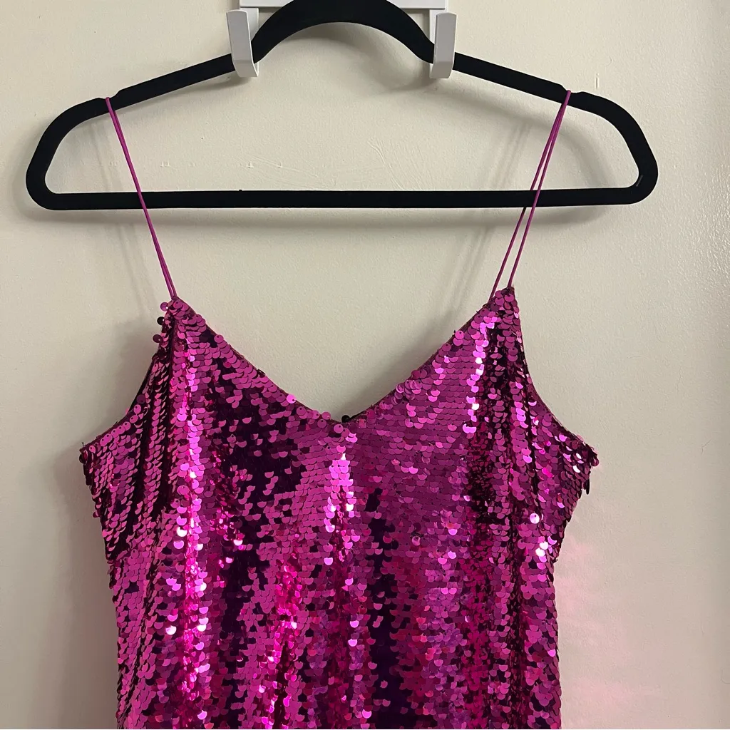 NWT Sachin + Babi Maslak Sequin Flounce Hem Midi Dress Size 8 Pink - Image 6