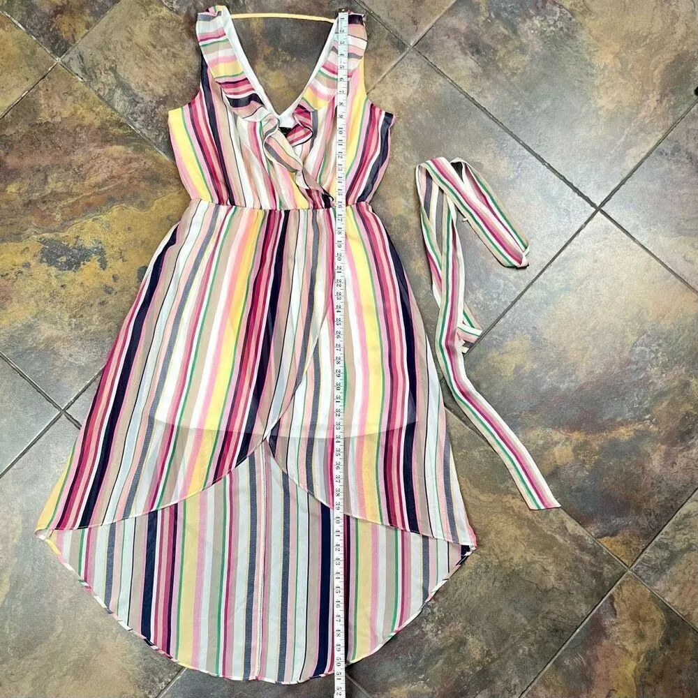 BCX Stripe V-neck Belted Maxi Dress Large - Image 8