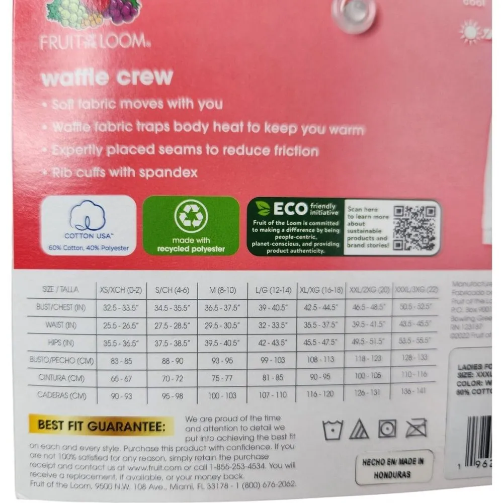 Fruit of the Loom EverSoft Women's Waffle Crew Shirt Size White 3X (22) NEW - Image 10