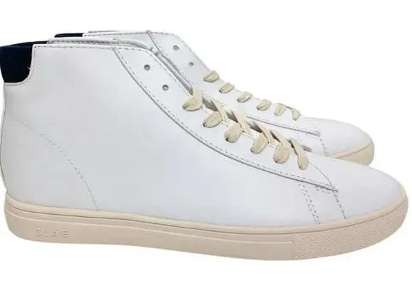 CLAE Los Angeles Bradley Mid White Leather Sneakers Women's Size 8 US Like New - Image 1