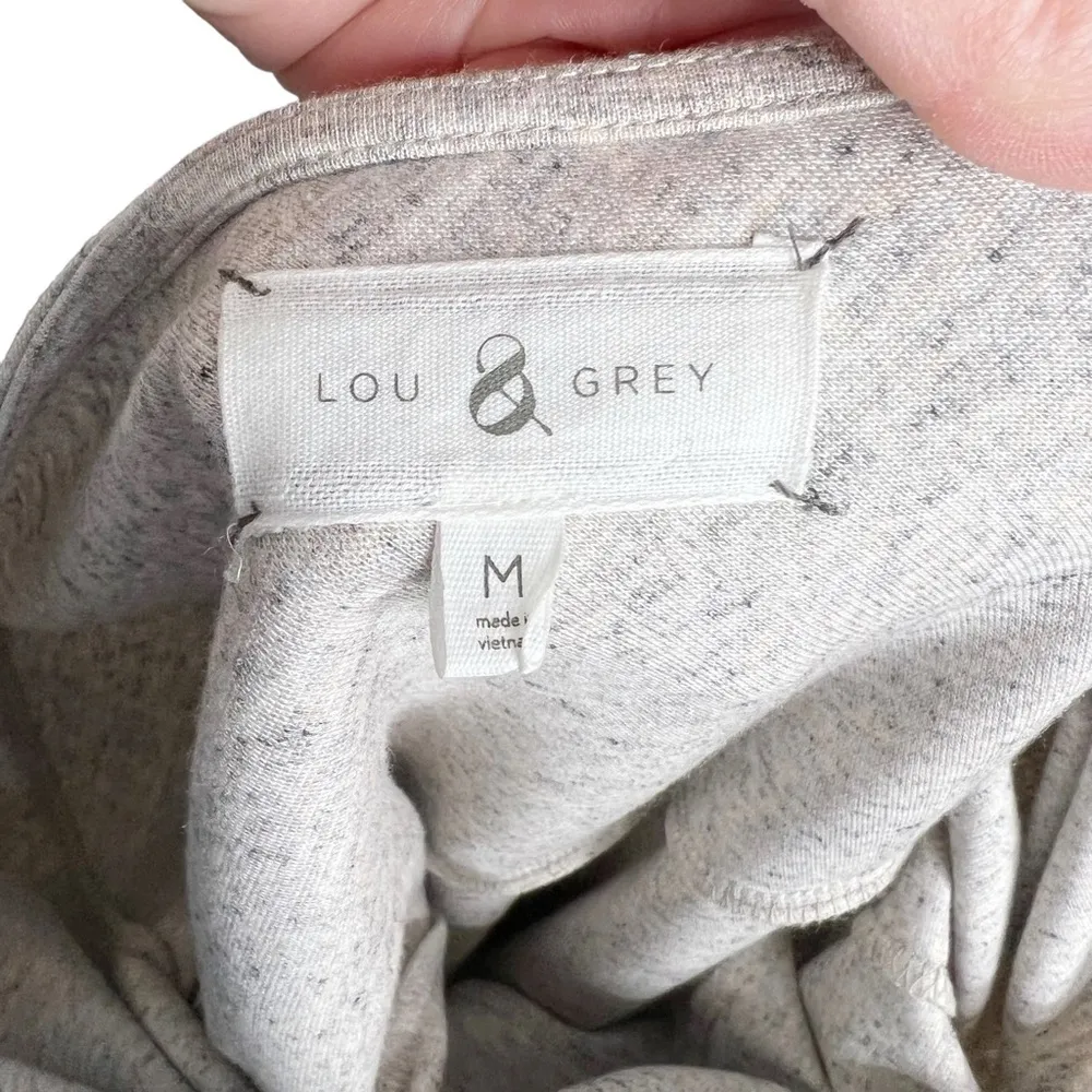 Lou & Grey Heather Oatmeal Gray Knit V Back Fit & Flare Dress - Image 7