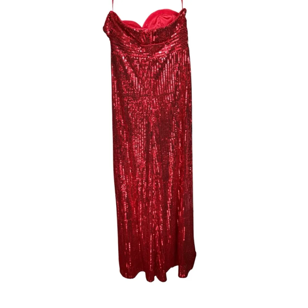 Beautifly Red Sequin Strapless Dress Size 4 - Image 8