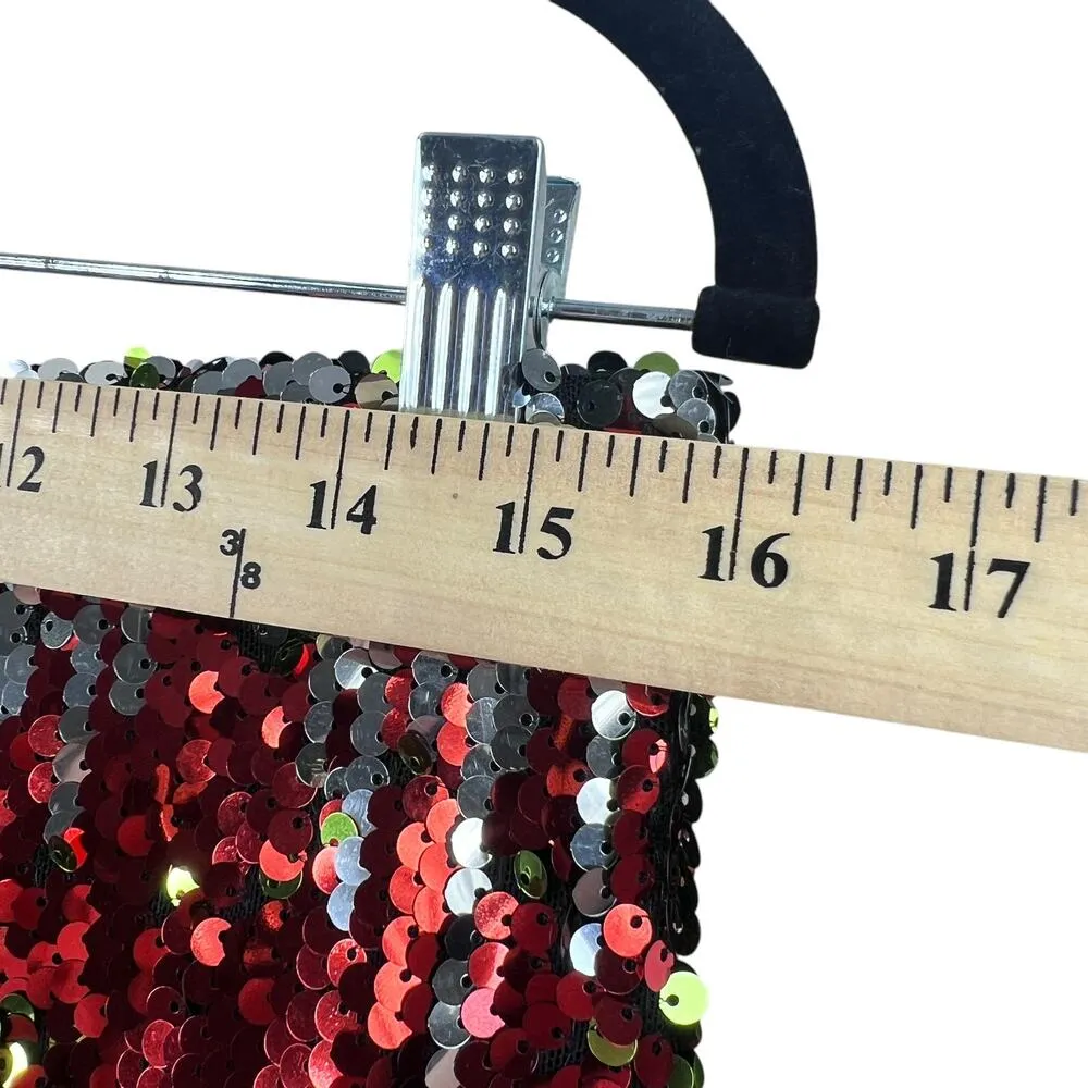 BB Dakota x Steve Madden Harmonia Sequin Mini Skirt L Rainbow Festival Dopamine Red Size L - Image 5