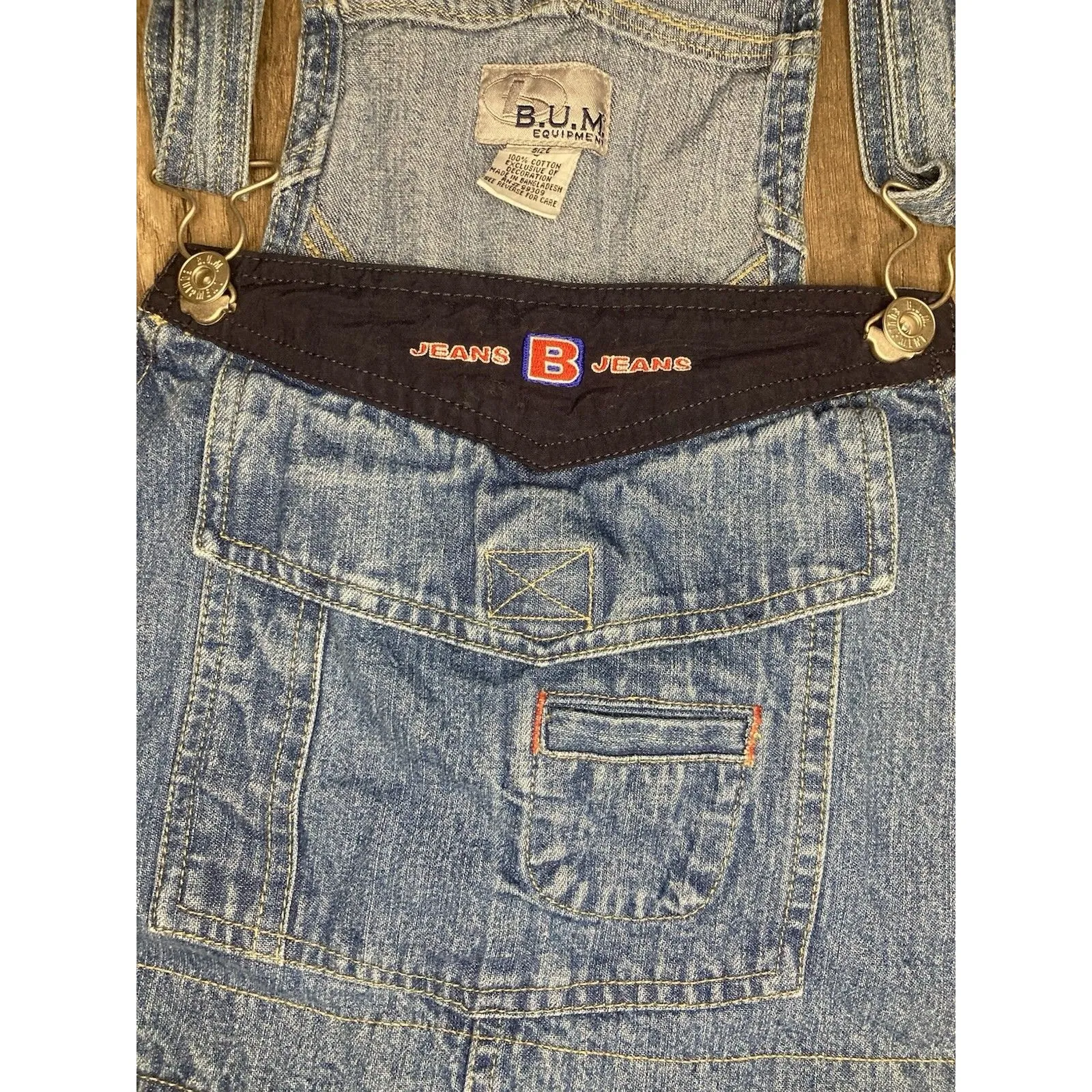 Y2K BUM Equipment Overalls Bib Women's S 90s Blue Jean Denim Vintage Barn Grunge Size 31 - Image 3