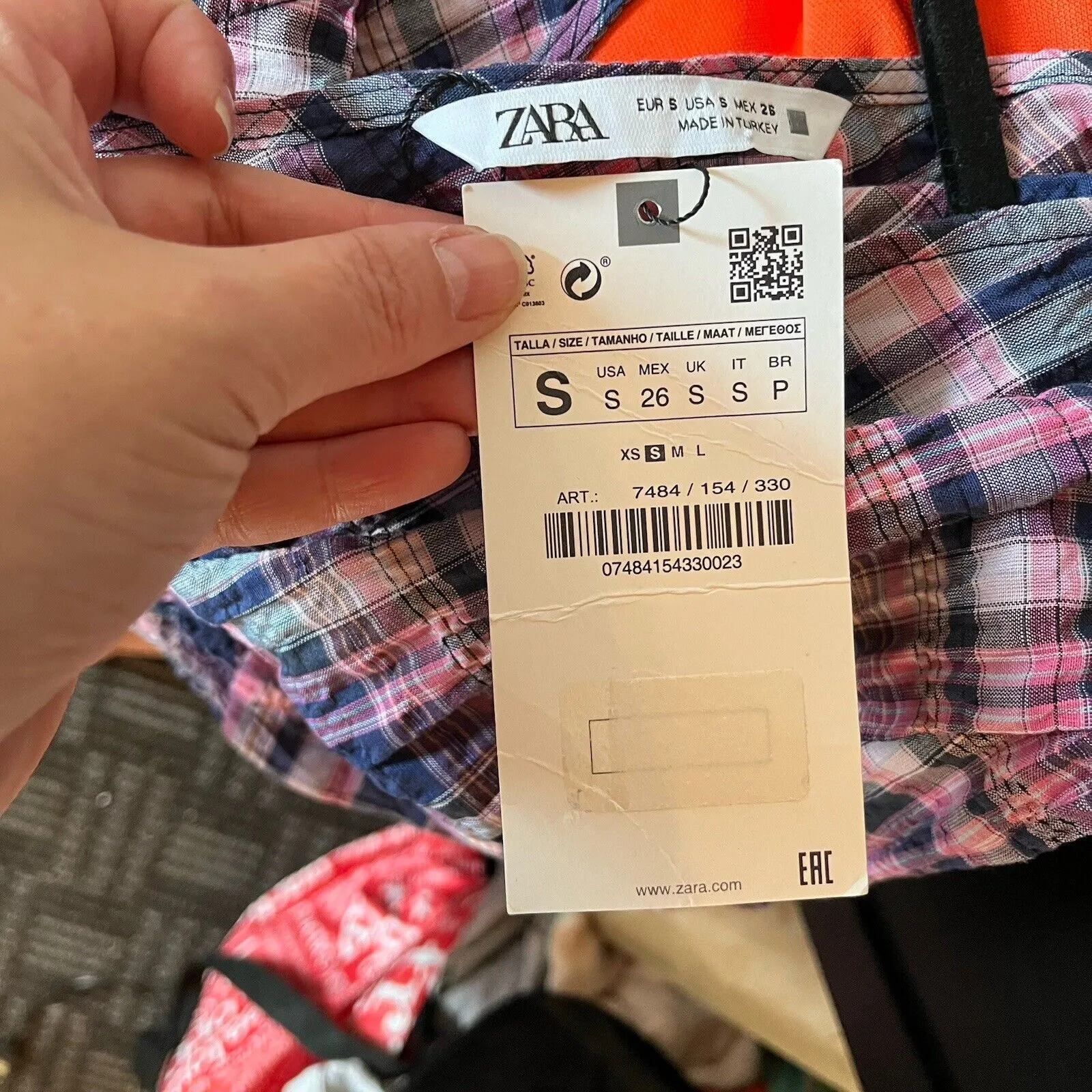 Zara Check Plaid Crop Top Women's Size Small New With Tags Perfect For Fall - Image 5