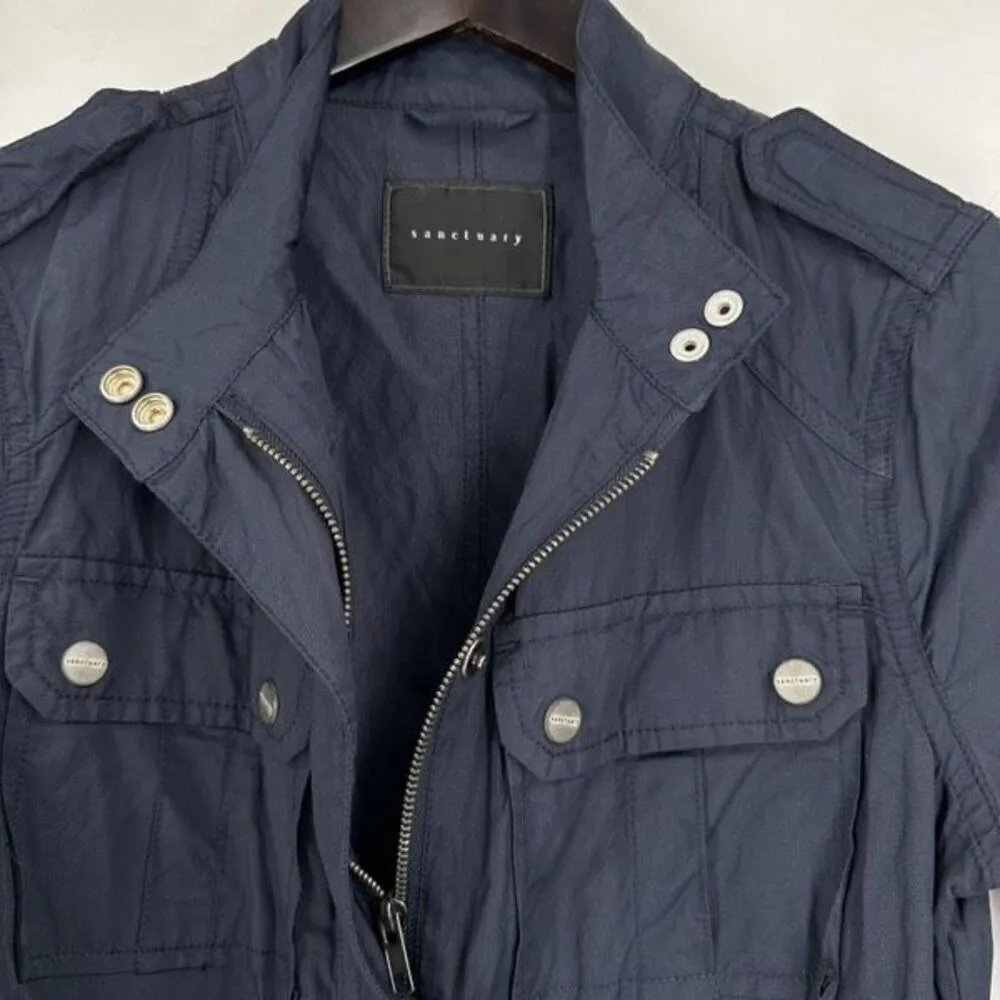 Sanctuary Navy Blue Belfast Utility Belted Cargo Jacket Women's Size XS Military - Image 12