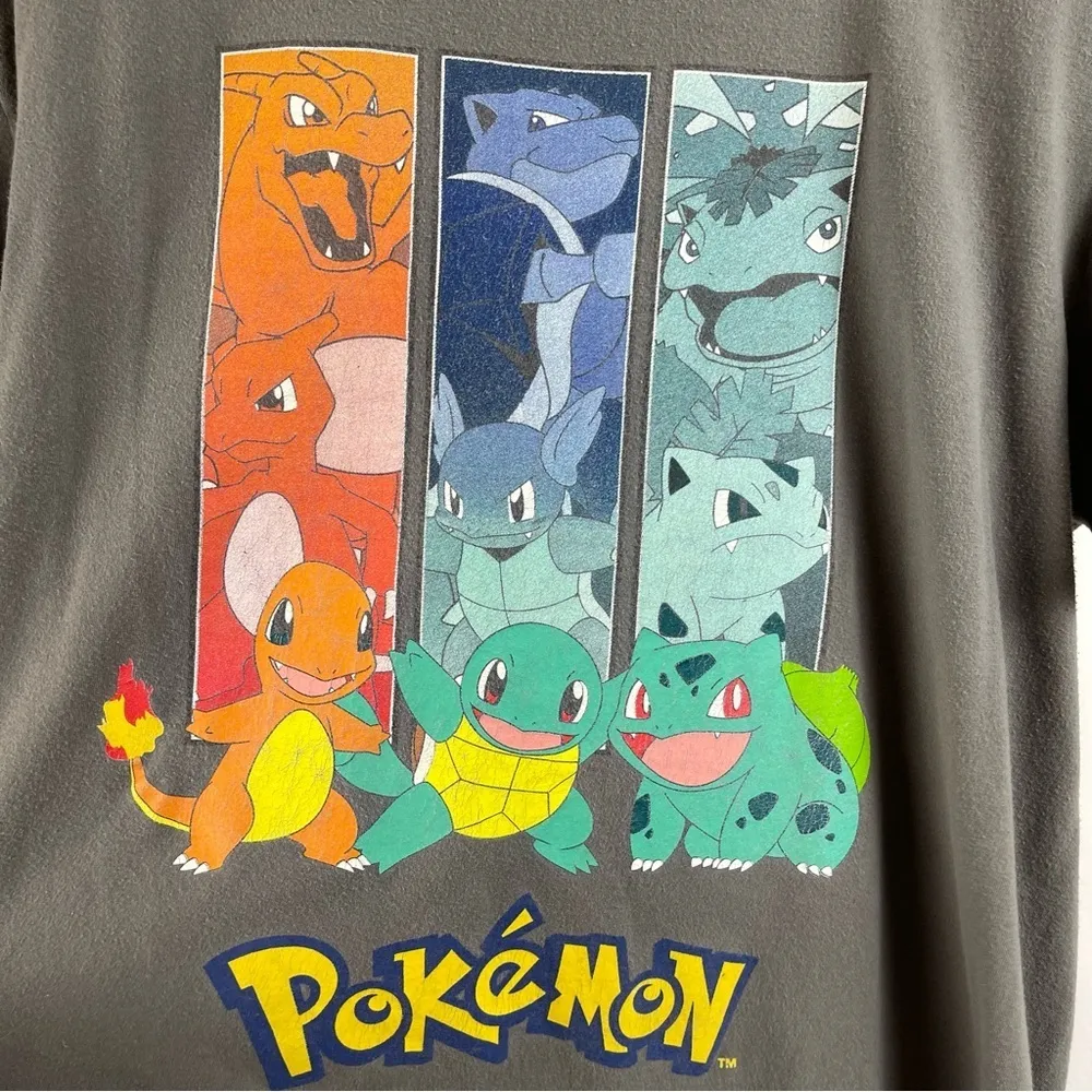 Pokemon Large Charmander Squirtle Bulbasaur Crewneck Graphic Shirt Colorful 80's - Image 3