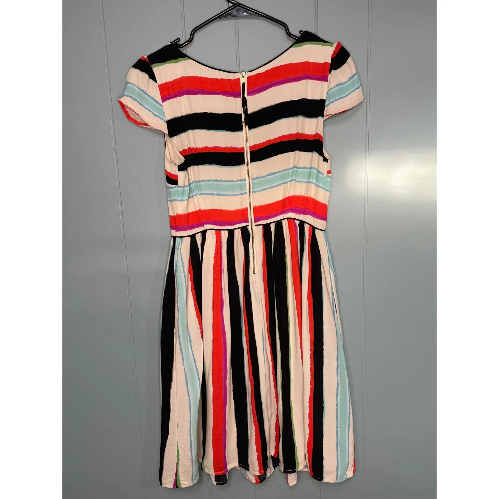Maeve Striped Peralta Midi Dress Short Sleeve Multicolor Women's Size 2 - Image 2