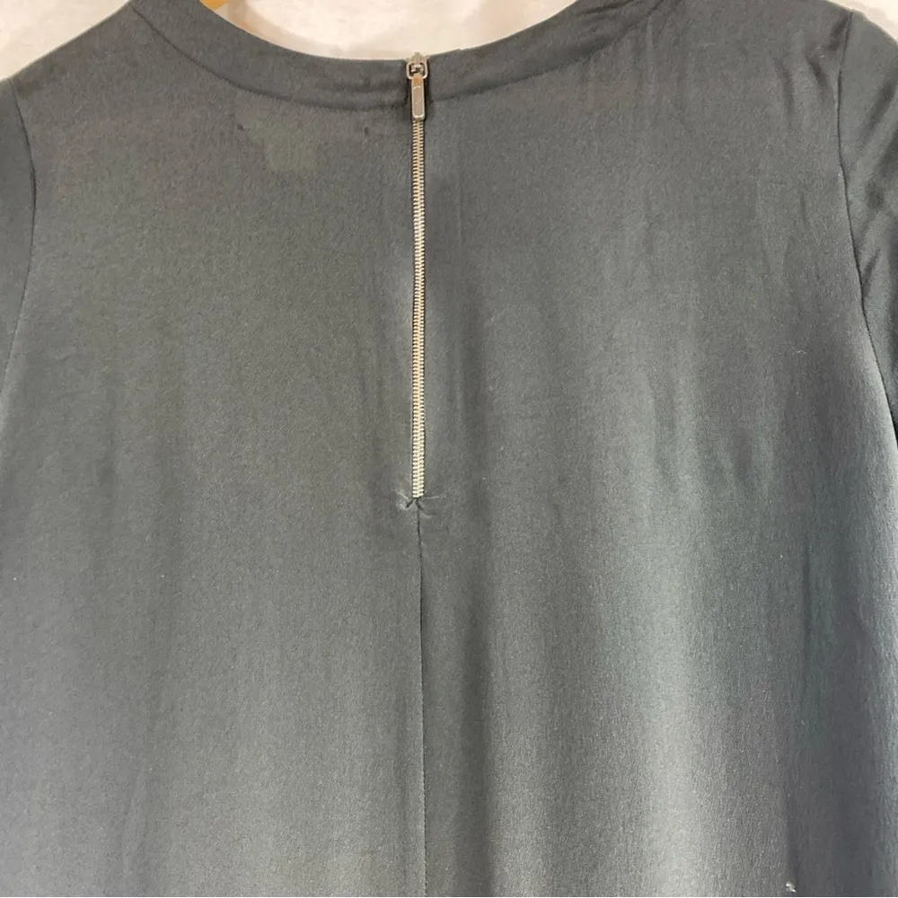 Artelier Nicole Miller Silk  Beaded Sequined Top Black Gold Fringe Sheer Small - Image 4