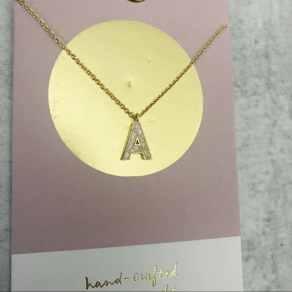 Anthropologie Joya Deco Diamond Monogram Pendant Necklace Letter A NEW - Image 2