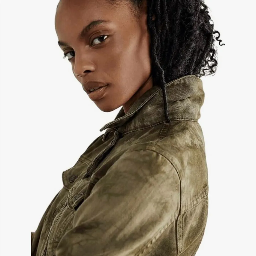 Free People Rumors Denim Jacket in Willow Olive Green - Image 2