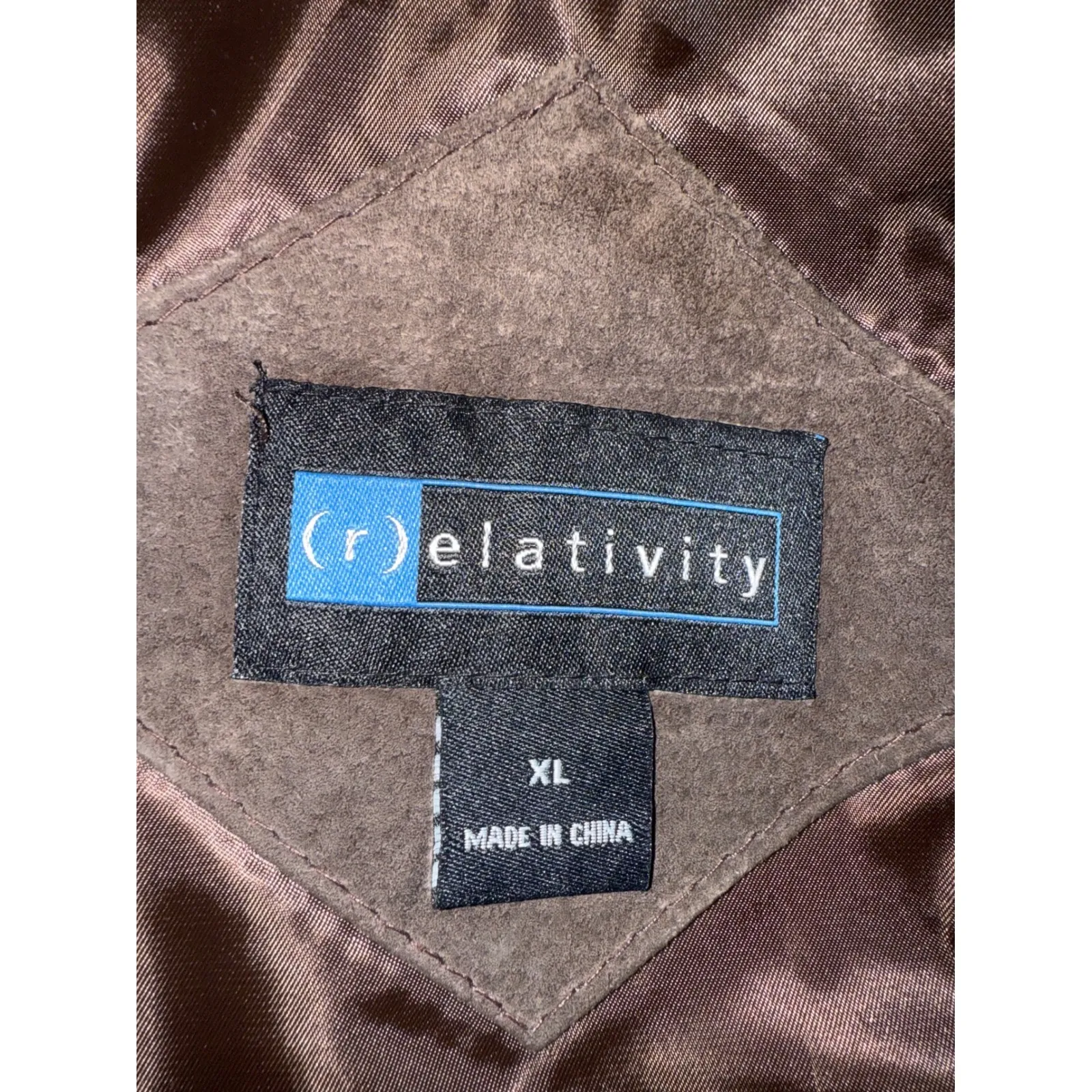 RELATIVITY Suede Leather Full Zip Brown Collared Jacket‎ Size XL - Image 6