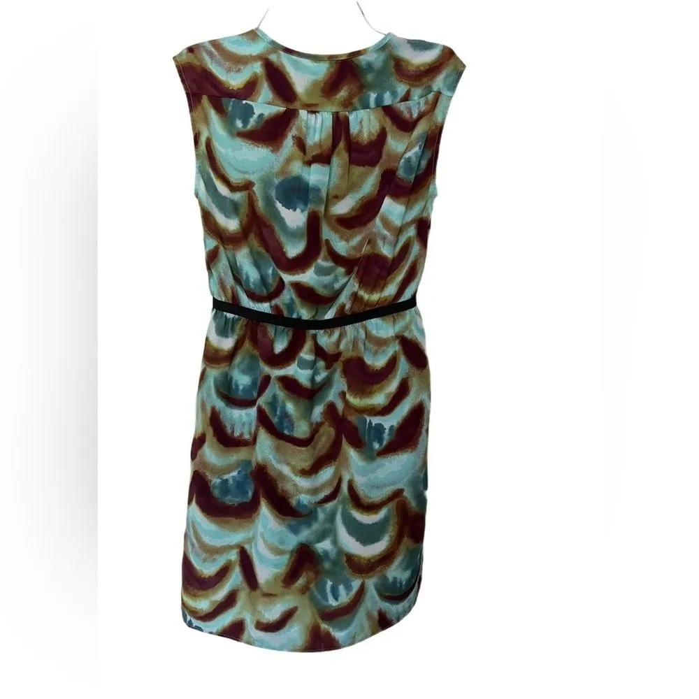 wavy retro pattern COLORED dress MINI DRESS blue brown 2P - Image 3