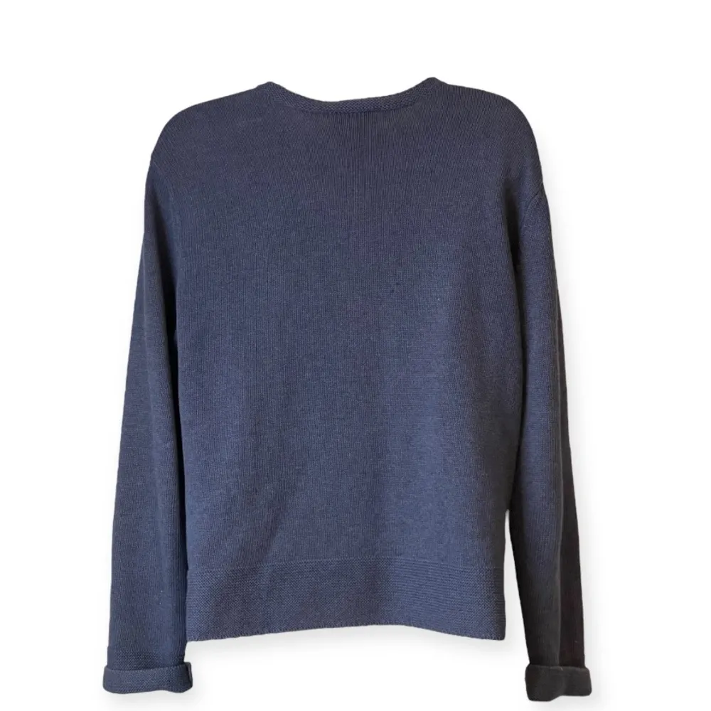 Talbots  Women's Medium Blue Classic Button Up Cardigan Crew Neckline‎ Sweater - Image 2