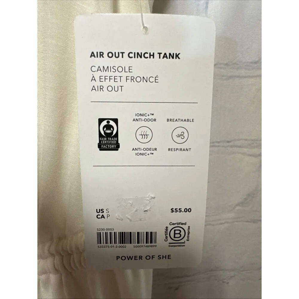 Athleta Air Out Cinch Tank in magnolia white Women’s Sz Small NWT - Image 7