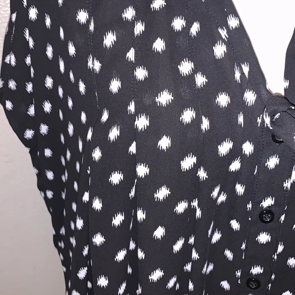 Roaman’s Black & White dotted neck tie short sleeve button down blouse Size 20W - Image 4