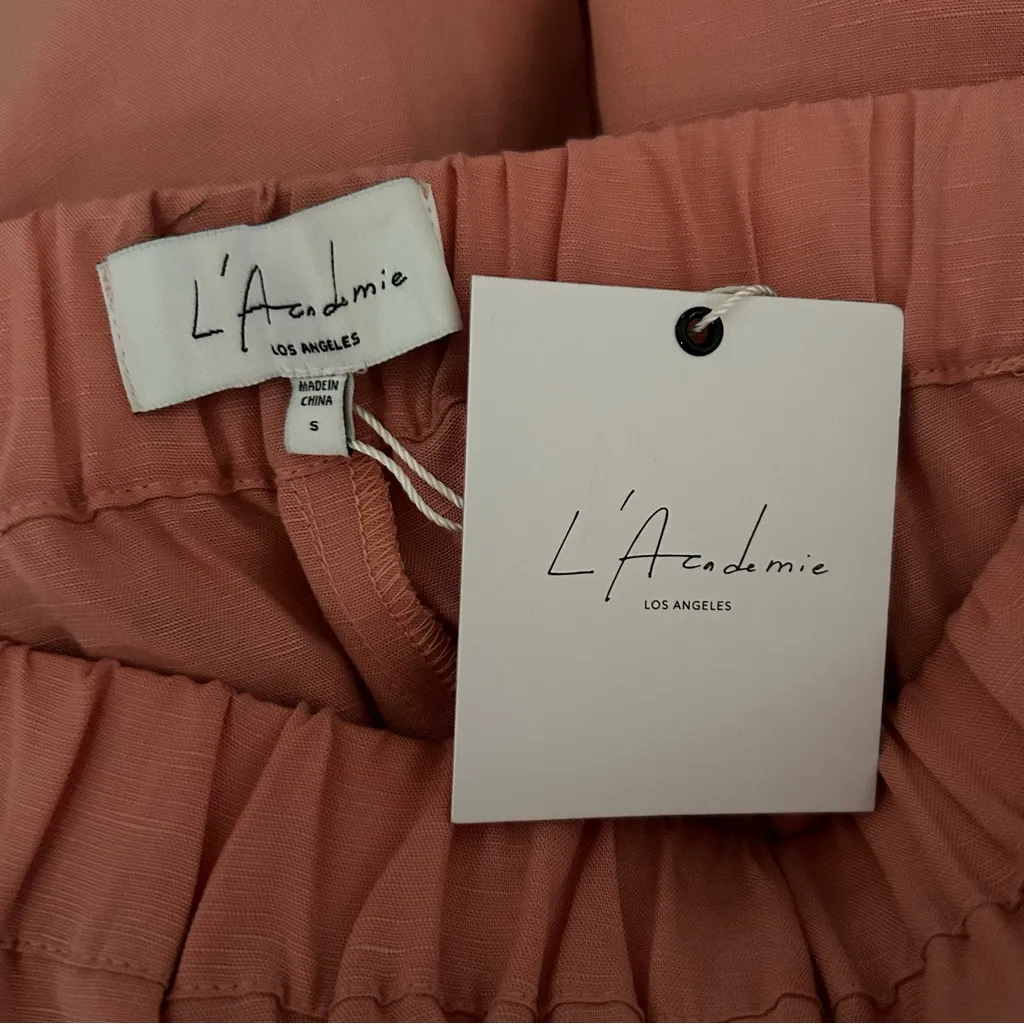 L'Academie Peach Tencel Linen Blend Pull On Straight Leg Pants Sze Small Coastal - Image 8