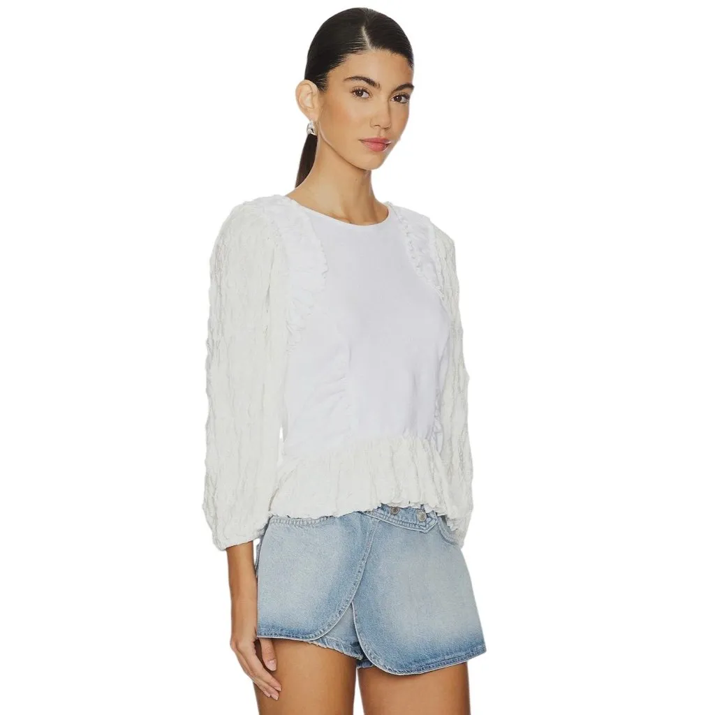 Free People Oliva Top in Optic White Small New Womens Long Sleeve Blouse - Image 2