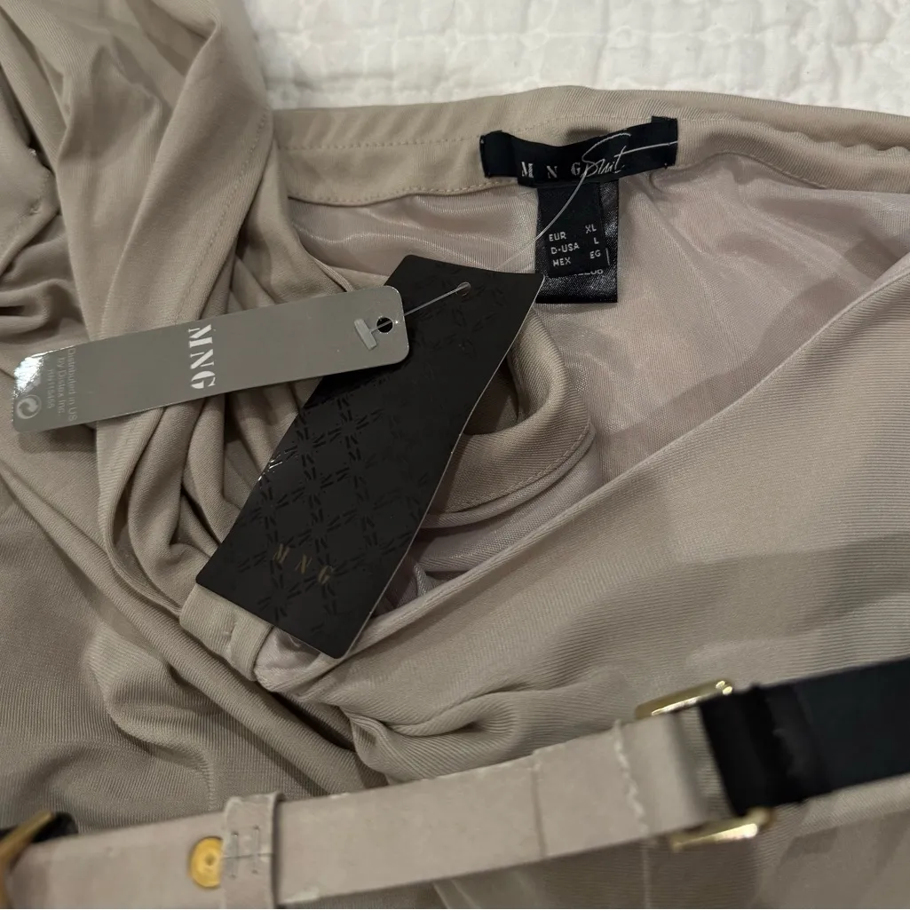 NEW Mango MNG Suit One Shoulder Draped Dress XL Formal Wedding Guest NWT - Image 3