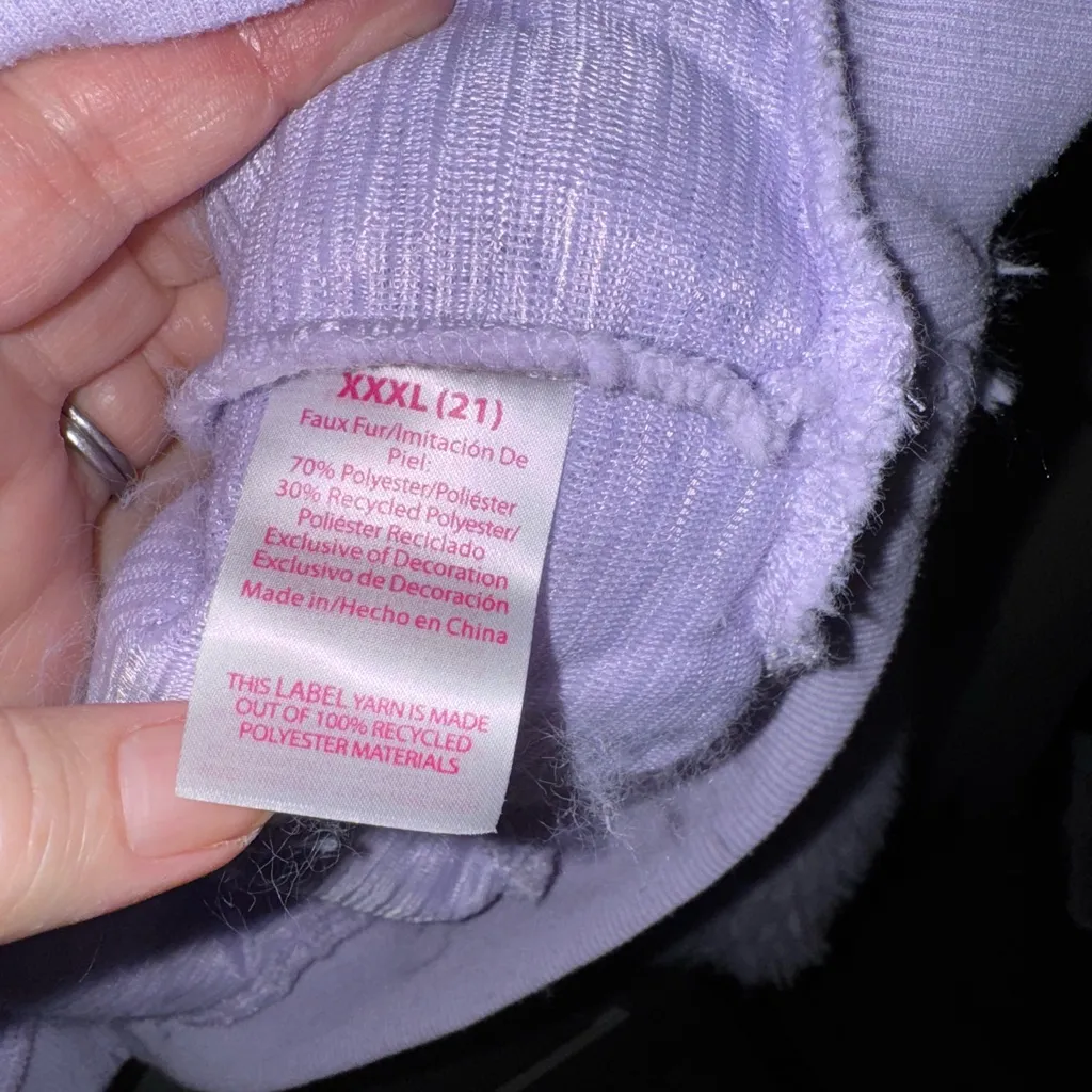 No Boundaries Yeti Faux Fur Purple Crew Neck Crop Plus 3X XXXL 21 Juniors - Image 9