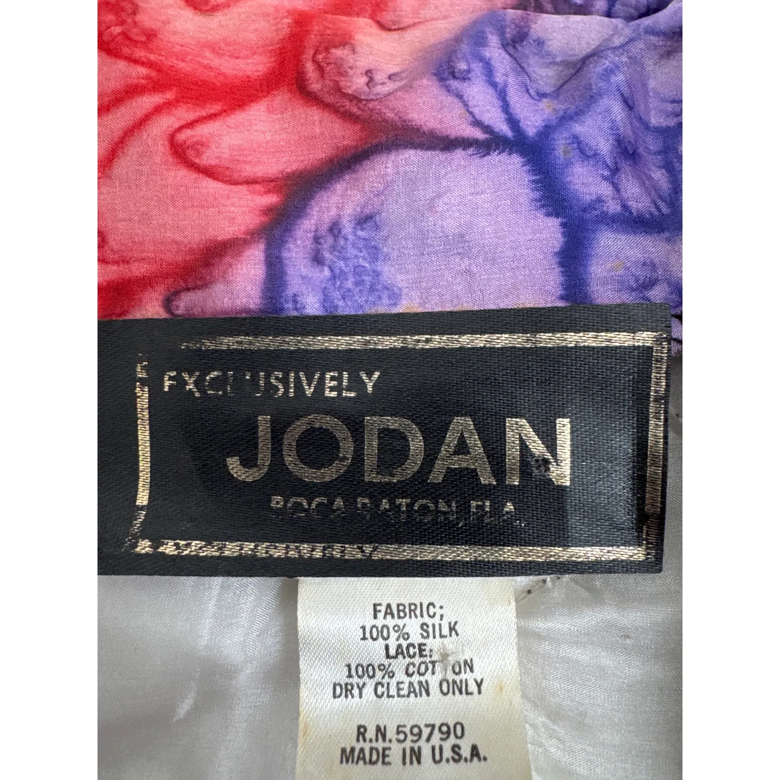 1980s–90s Jordan Silk Quilted Jacket Abstract Artwear Lace USA Large - Image 15