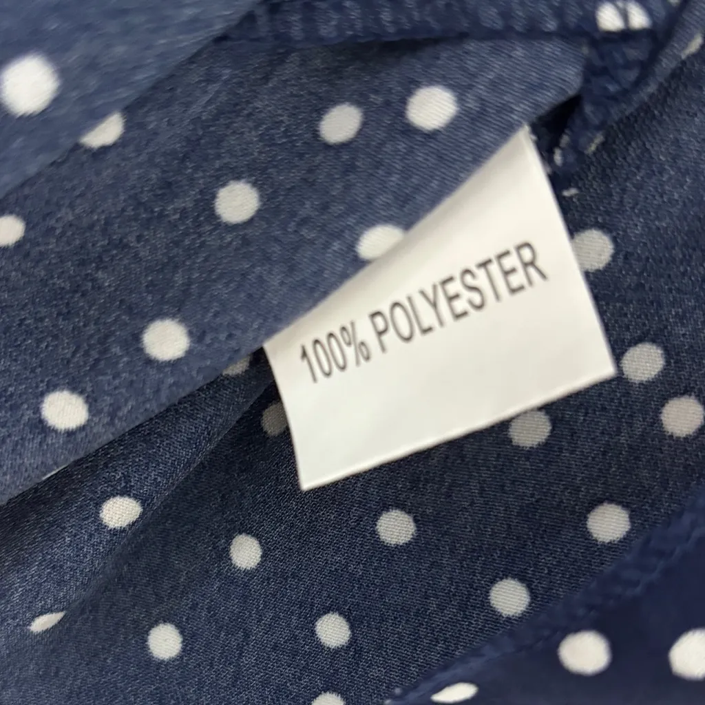 Women's Navy Sheath Dress Womens L Ruffles 3/4 Bell Sleeve Cottagecore Career Blue Size L - Image 9