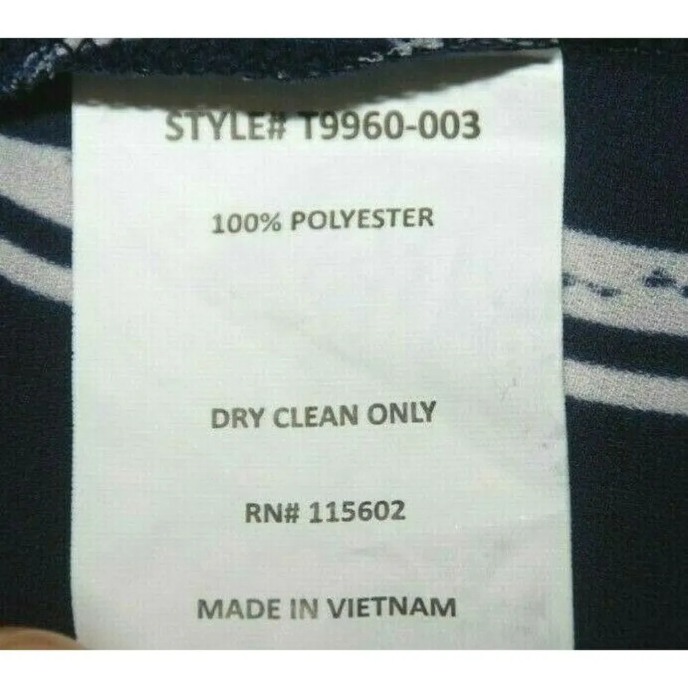 LUSH Ladies Blouse Top Size S Navy Blue White Wrap Look Long Sleeve Striped - Image 9